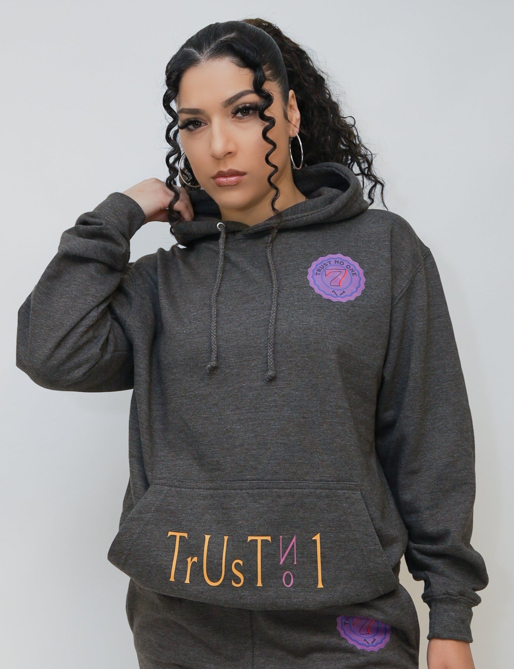 TN1 Women s Hoodie Charcoal TrustNo1